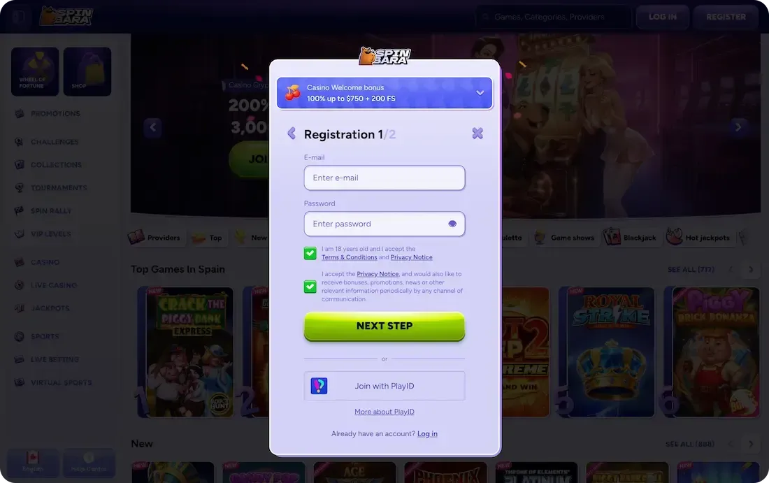 spinbara casino registration